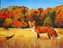 fox painting autumn acrylic fall foxes scene finished snow winter crows wildlife kaaren