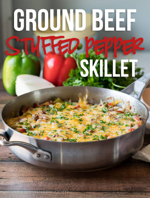★★★★★ | Ground Beef Stuffed Pepper Skillet