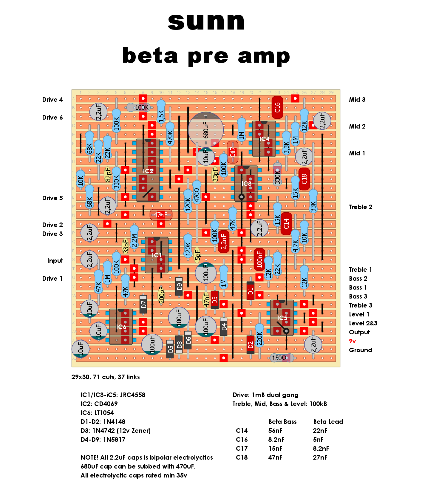 Dirtbox Layouts: Sunn Beta Pre Amp