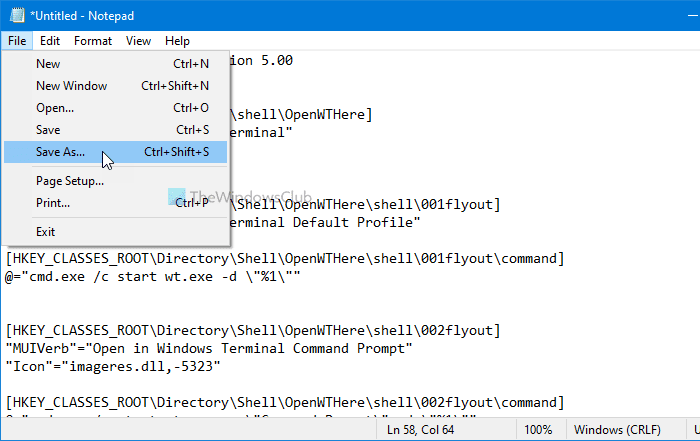 Aggiungi Terminale Windows espandibile nel menu contestuale per aprire qualsiasi profilo