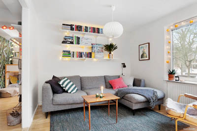 En estado de Rachel: Ejemplo decoración nórdica: división con cortinas.