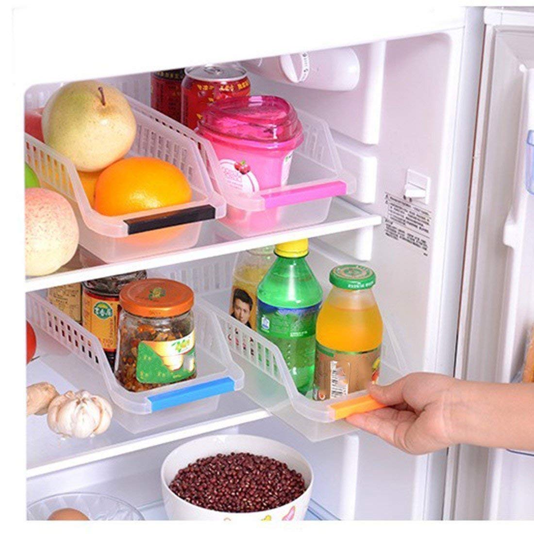 Plastic Fridge Shelf Organizer Rack Space Saver Food Storage Basket