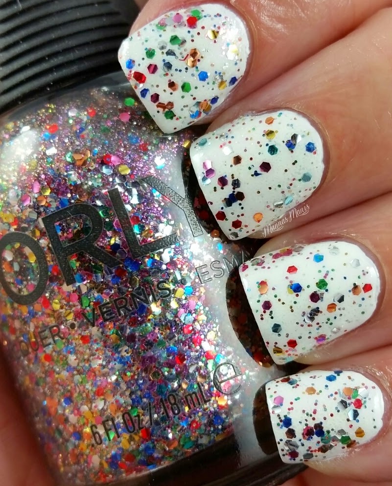 orly glitterbomb, a multicolored glitter nail polish