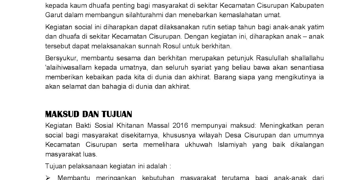 Contoh Proposal Sunatan Massal Karang Taruna Soal Tuntas