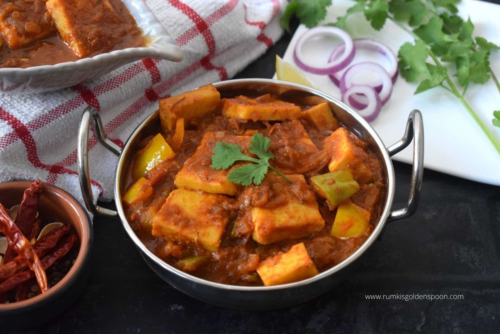 kadai paneer, kadai paneer recipe, recipe for kadai paneer, how to make kadai paneer, karahi paneer, kadai paneer with gravy, kadai paneer with gravy recipe, kadai paneer gravy recipe, recipe for kadai paneer gravy, recipe of kadai paneer gravy, paneer with gravy recipe, paneer gravy recipe, paneer gravy recipes, Indian curry recipe vegetarian, Indian vegetarian recipes for dinner, Indian vegetarian recipes, Indian recipe for paneer, Indian recipe with paneer, paneer recipe Indian, Rumki's Golden Spoon