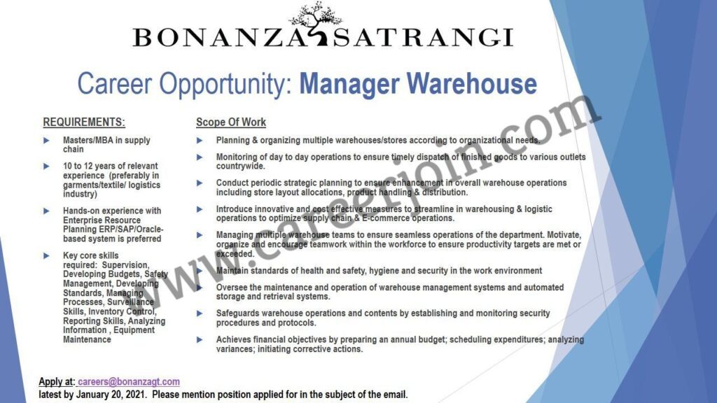 Jobs in Bonanza Garments Industries Pvt Limited