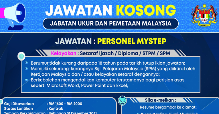 Jawatan Kosong Di Jabatan Ukur Dan Pemetaan Malaysia Jupem Jobcari Com Jawatan Kosong Terkini