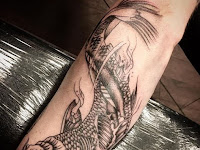 Half Sleeve Koi Fish Dragon Tattoo