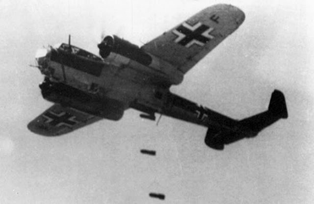 17 April 1940 worldwartwo.filminspector.com Ju 17 dropping bombs