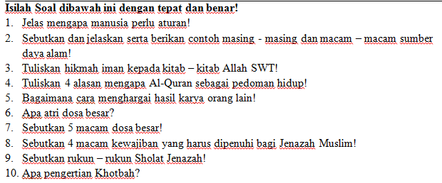Contoh Essay Pendidikan Agama Islam Materi Pelajaran 5