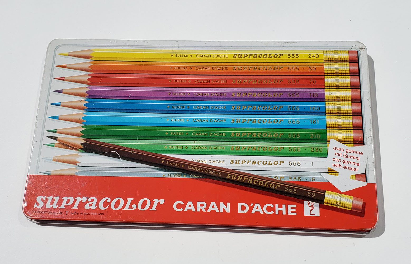 Lots of colored pencils with eraser they came with
