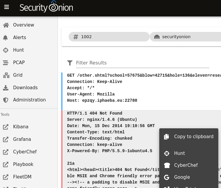 Security Onion Pivoting from PCAP to CyberChef and Using Magic in