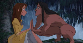 Tarzan and Jane Porter in jungle Tarzan 1999 animatedfilmreviews.filminspector.com