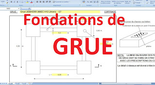 Calcul de semelles de grue sur pieux dans une feuille excel. Le calcul présenté fait référence aux fondations pour grue.