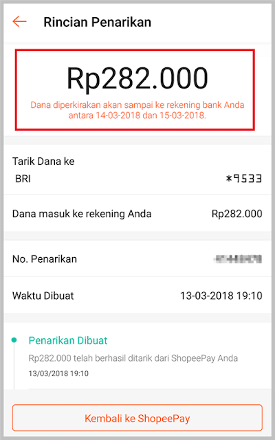 Penarikan ShopeePay ke Rekening Bank