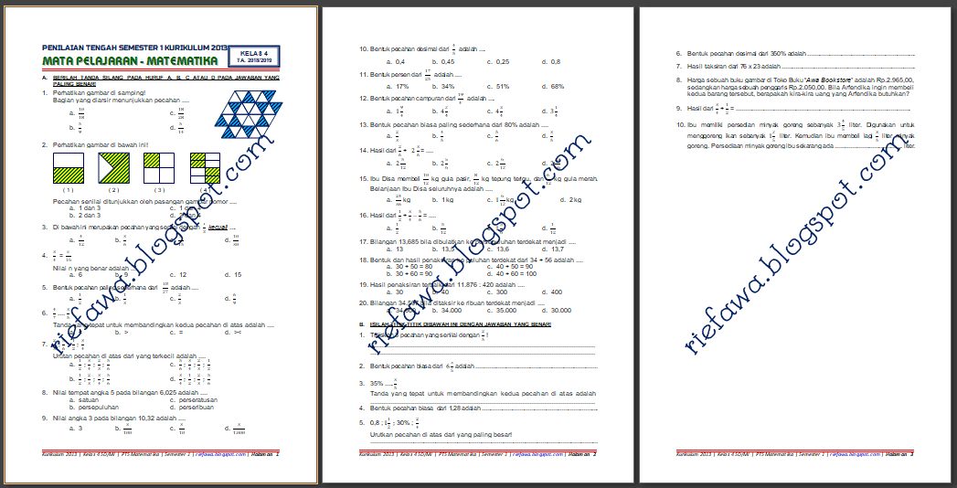 Soal Uts Matematika Kelas 10 Semester 1 Kurikulum 2013