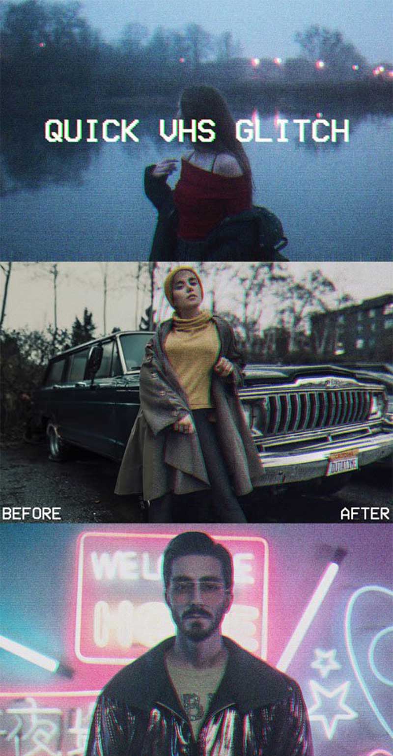 Quick VHS Glitch Effect - Photoshop Actions 2 b ndg