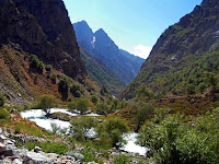 The Siyoma River runs through the upper reaches of the Varzob Gorge in the Tajikistan mountains