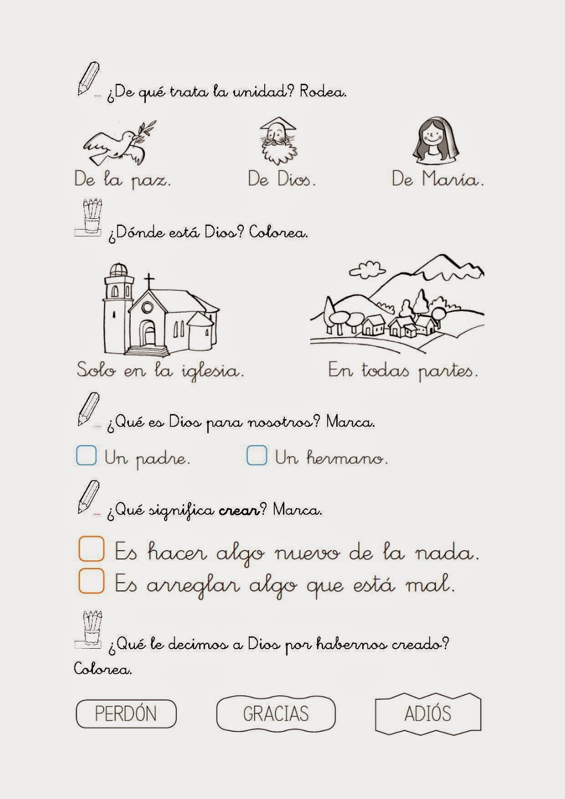 RELIGICANDO EN EL COLE Fichas de Religión para 1º de Primaria.