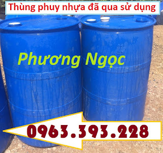 Thùng phuy nhựa nắp kín 220L đã qua sử dụng, thùng phuy nhựa 2 nắp nhỏ, thùng ph Aeb428aed38031de6891