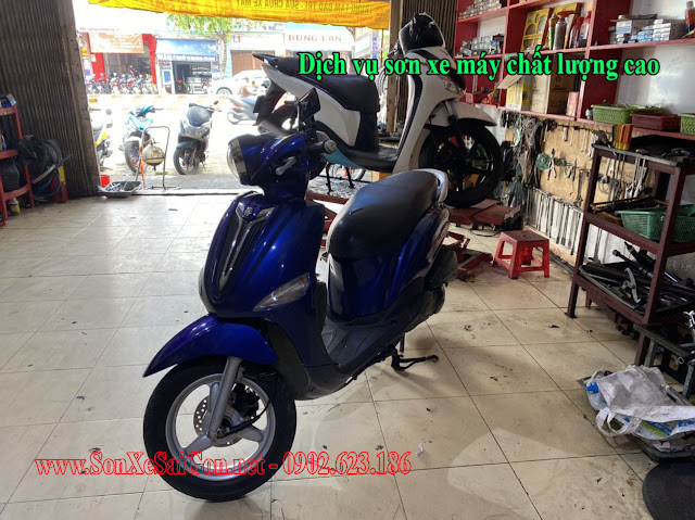 Sơn xe Yamaha Nozza màu xanh candy cực đẹp