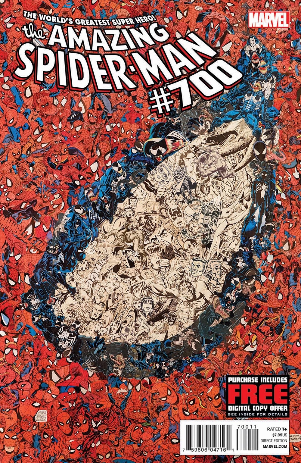 Qué hace Black Shadow en la portada de Amazing Spider-Man #700?