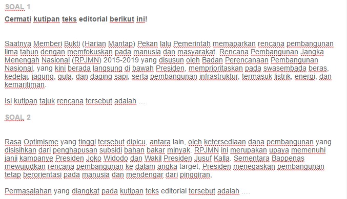 Contoh Soal Identifikasi Teks Editorial , Opiini
