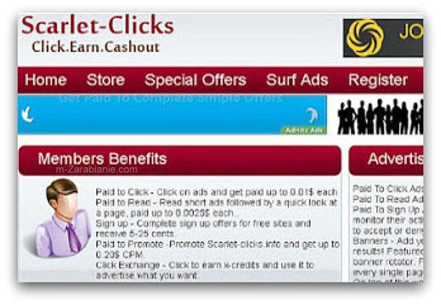 Scarlet-Clicks — płatne oglądanie reklam.