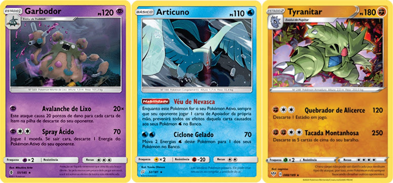 Mini Lote de Cartas Pokémon Tipo Dragão Fada e Treinador