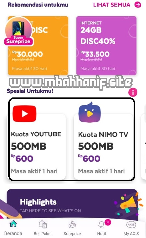 Paket Internet 100mb Rp 0 Kartu Axis Mbah Hanif