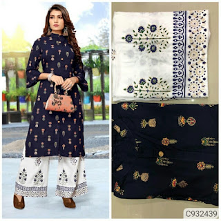 Latest Rayon Foil Print Kurti Sets