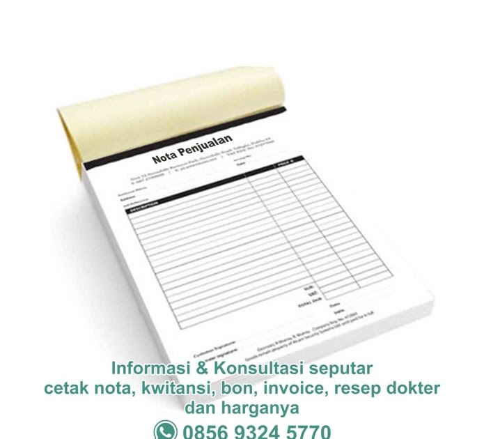 Percetakan Di Malang Ukuran Nota Dan Bahan Kertas Nota