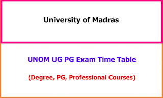 UNOM UG PG Exam Time Table UNOM UG PG Exam Time Table 2021