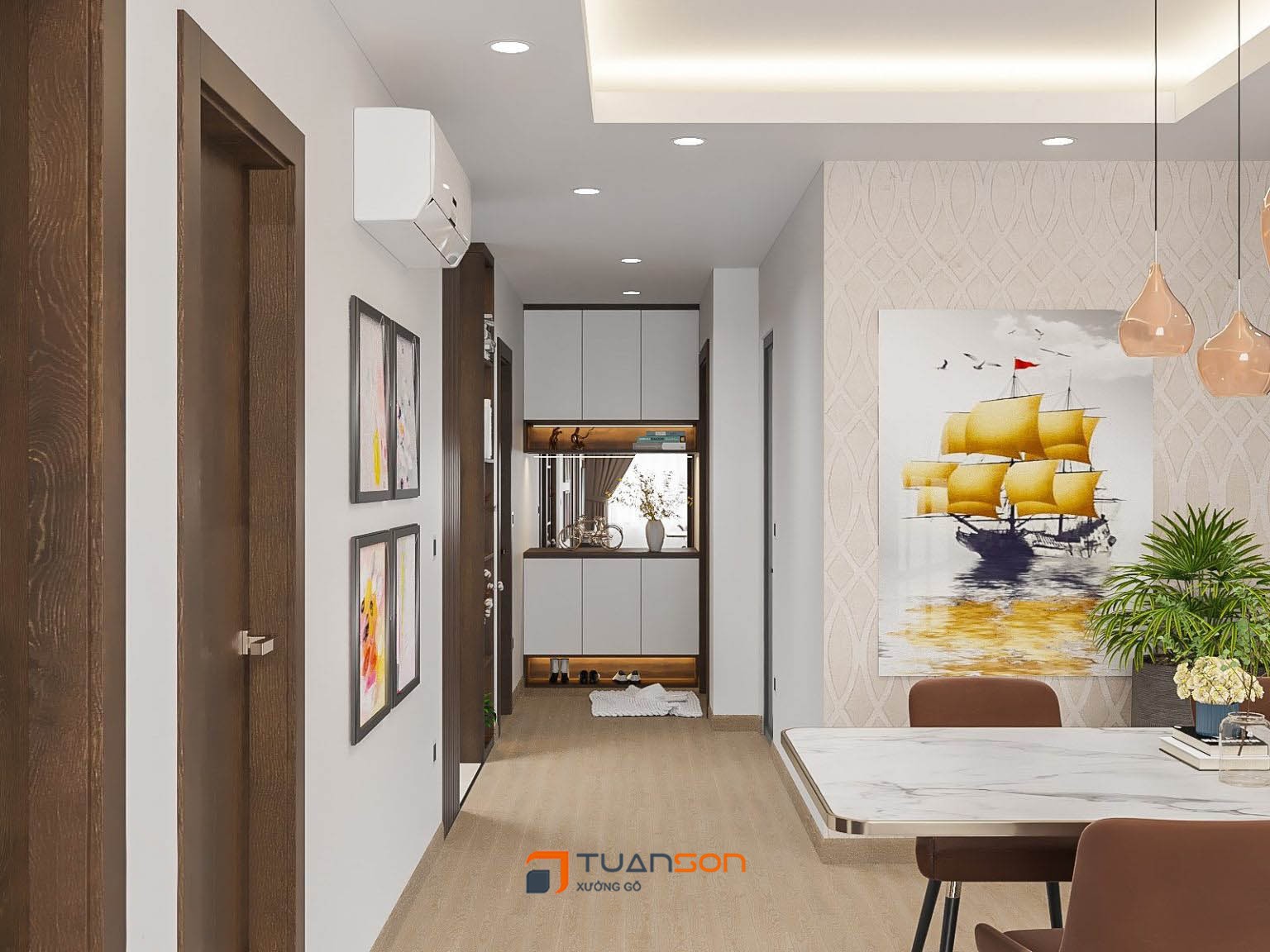 Thiết kế nội thất phòng khách căn 3 phòng ngủ IEC Thanh Trì Thiết kế nội thất phòng khách căn 3 phòng ngủ IEC Thanh Trì