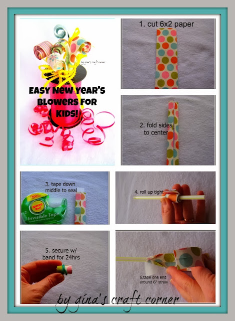 Easy New Year's Party Blowers for Kids by Gina's Craft Corner