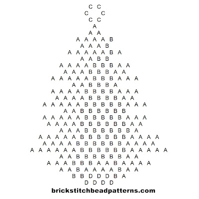 Click for a larger image of the Tall Green Christmas Tree brick stitch bead pattern word chart.