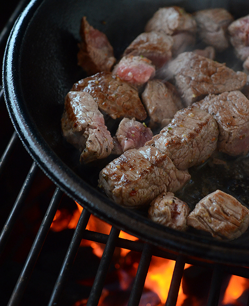 Fire Seared Beef Tenderloin Tips with Rice