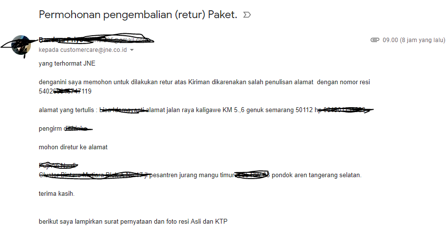 Cara Untuk Melakukan Retur Pembatalan Pengiriman Paket Jne