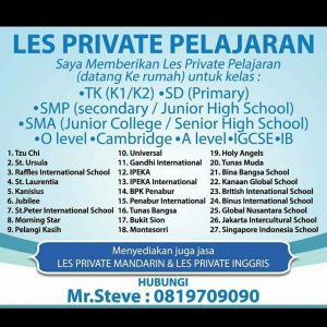 Jasa Les Privat Sekolah International Jakarta Selatan