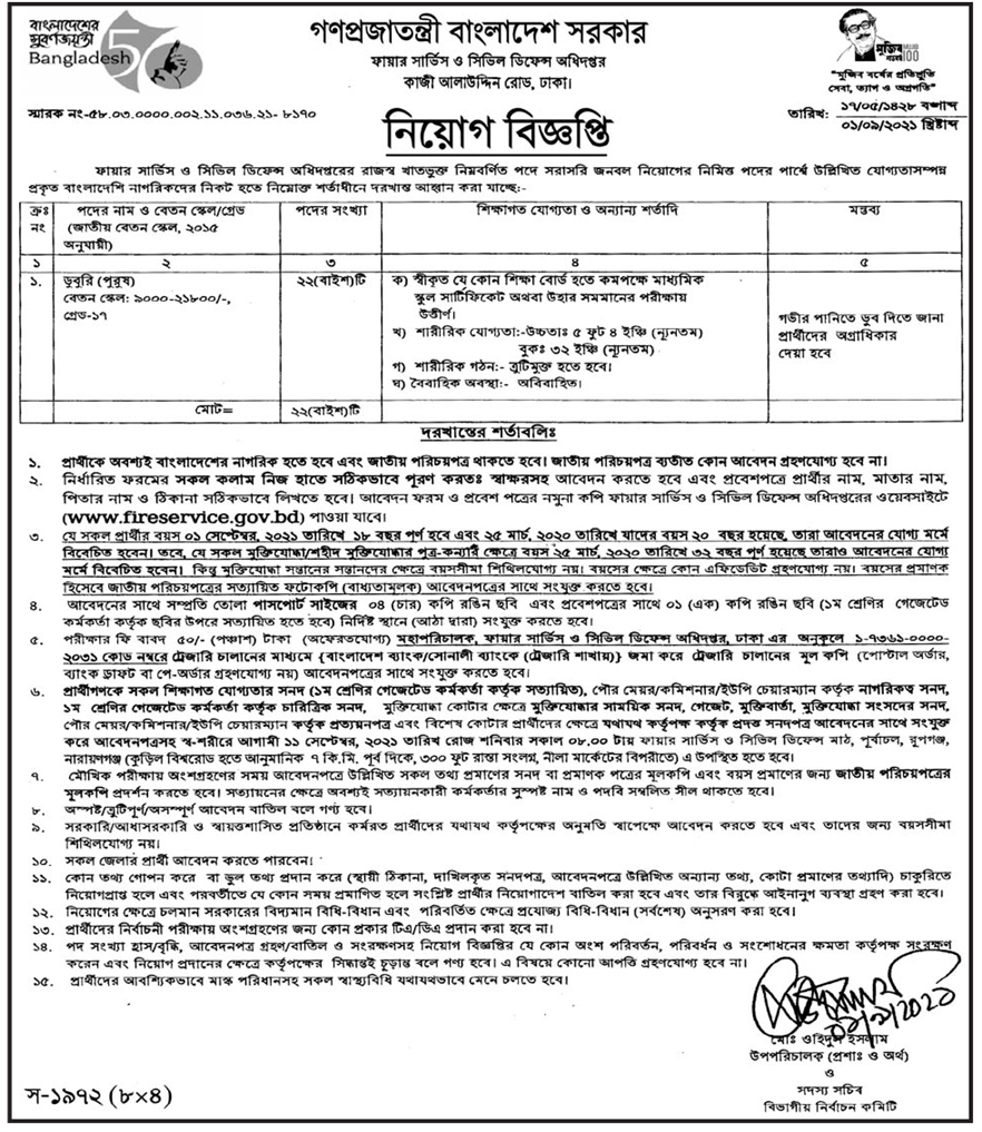 Fire Service Job Circular