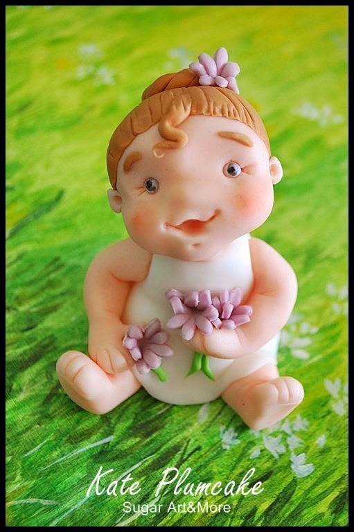 bimba con fiori - cake topper