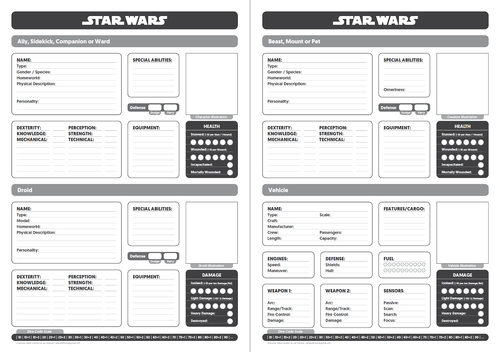 Star Wars Rpg Character Sheet Fillable Pdf Fill Online Printable | My ...