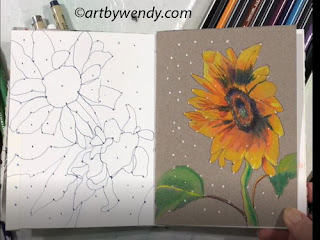 Step 6: Sketchbooking Activity: Sunflowers in the Field