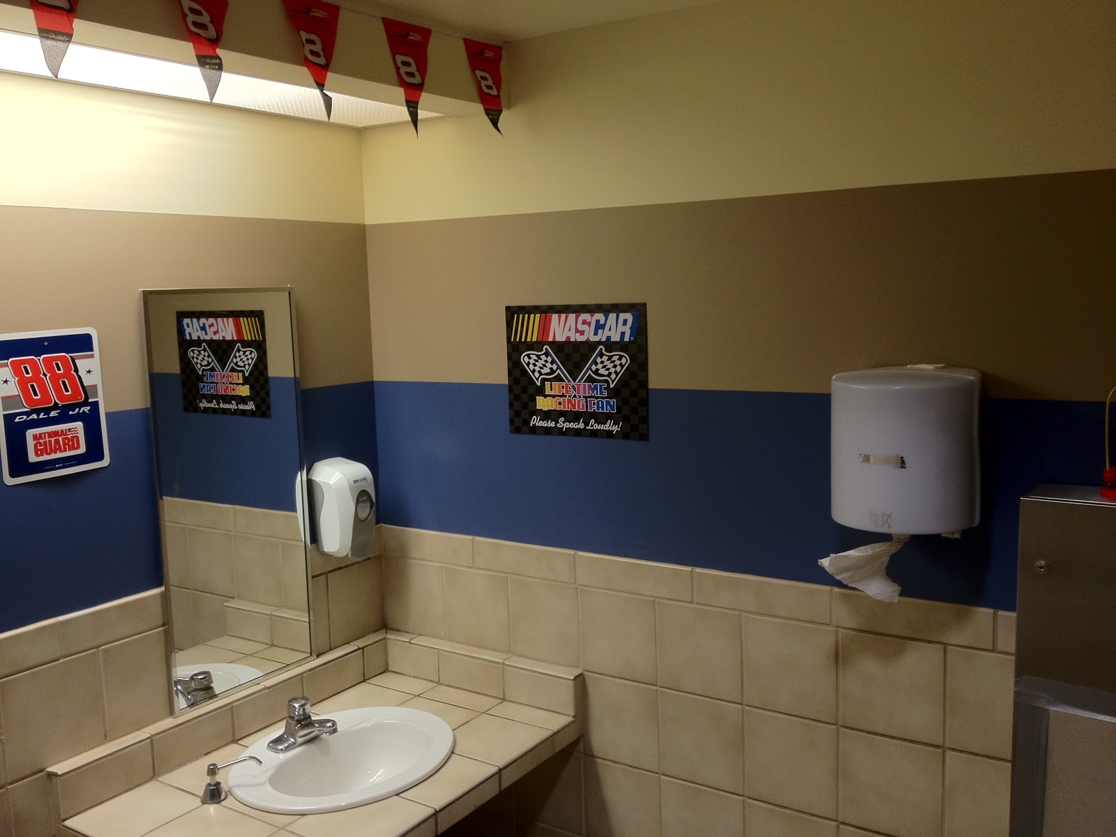 Language of Color and Texture Nascar Themed Bathroom