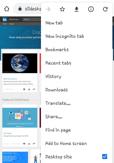 Enable desktop site for Slideshare