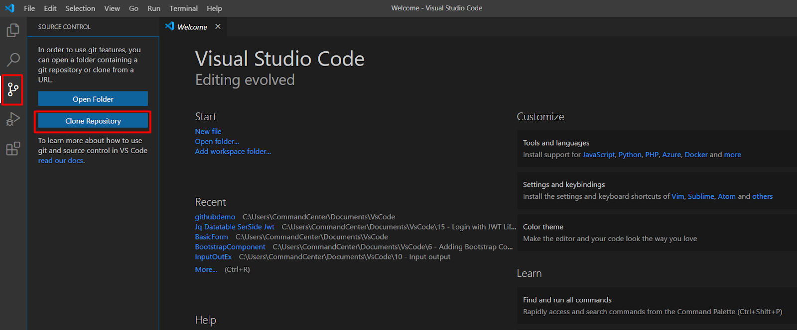 Github Lesson 1 - How to clone git repository in vs code | myzingonline