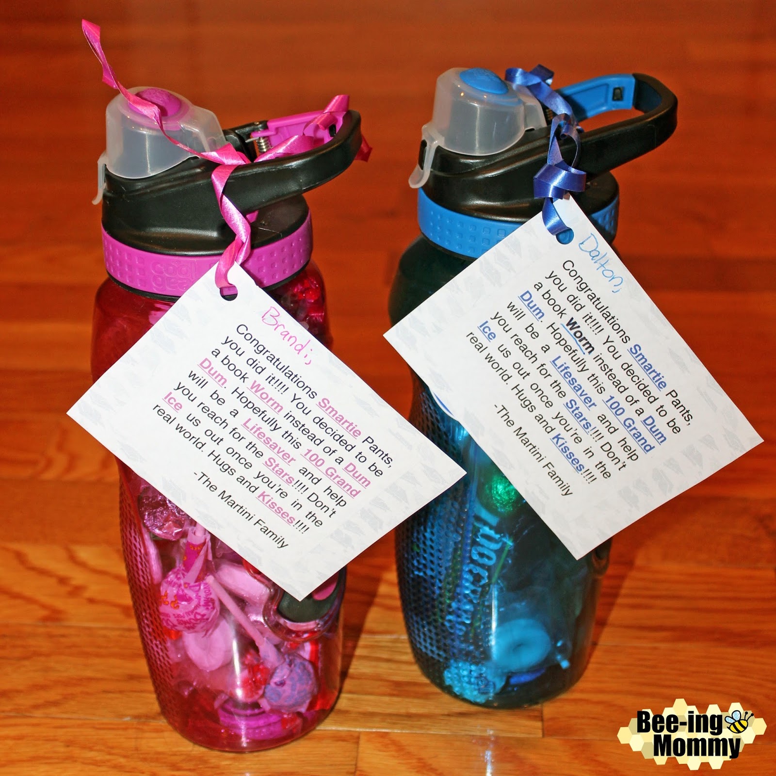 bee ing mommy blog graduation candy saying water bottle gift