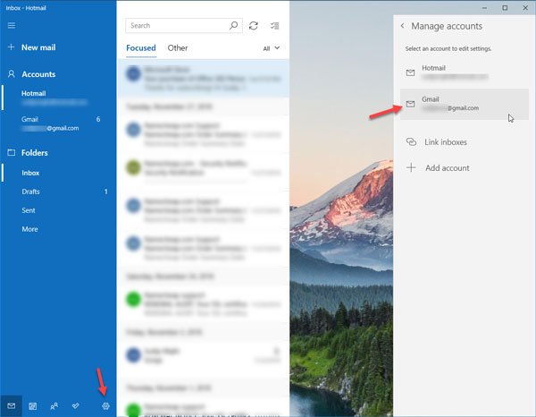 Удалить учетную запись электронной почты из почтового приложения Windows 10