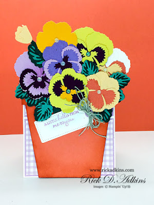 I am going to share with you a fun Pansy Patch Flower Pot Easel Card using the Pansy Patch Bundle from Stampin' Up!  Click here to learn more