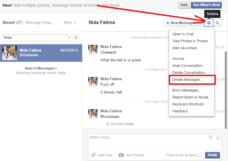 how can i delete a contact from messenger on facebook